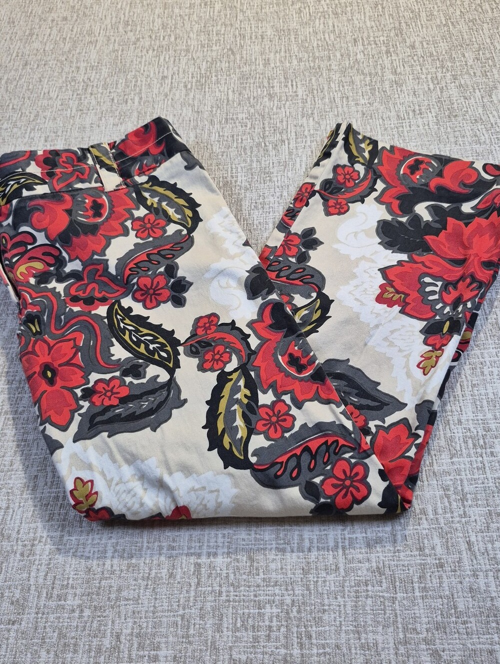 J. Crew Women’s Floral Print Pants - Red & Black City Fit